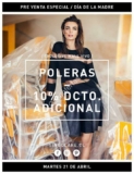 Singolare en su tienda de Mall Vivo, encontraran una preventa de un 10% de descuento en poleras para el Dia de la Madre