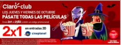 Promoción Claro Club Cineplanet: 2×1 en entradas 2D los jueves y viernes de octubre
