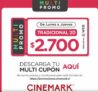 Cupón Cinemark entradas desde $2.700 válido al jueves 8 de junio