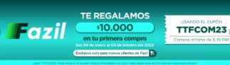 Cupón Fazil $10.000 de descuento en tu primera compra en Tottus